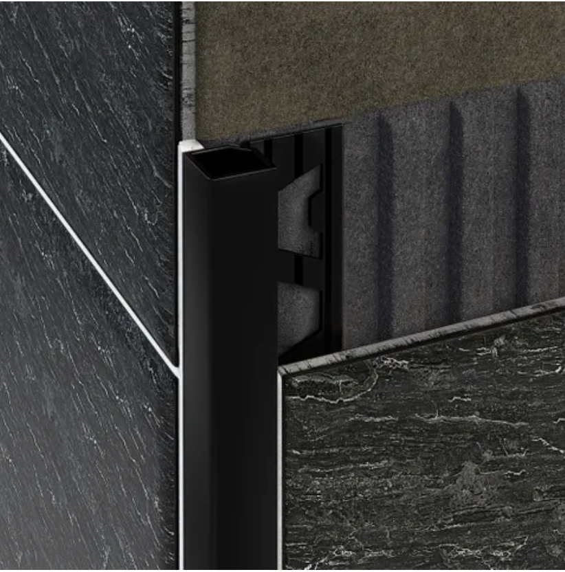 Aluminium Square Edge Tile Trim Matt Black