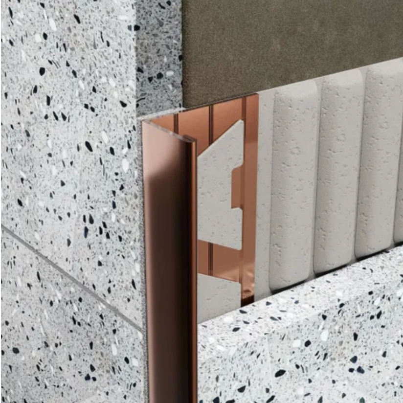 Stainless Steel L Angle Tile Trim Polished Rose Gold