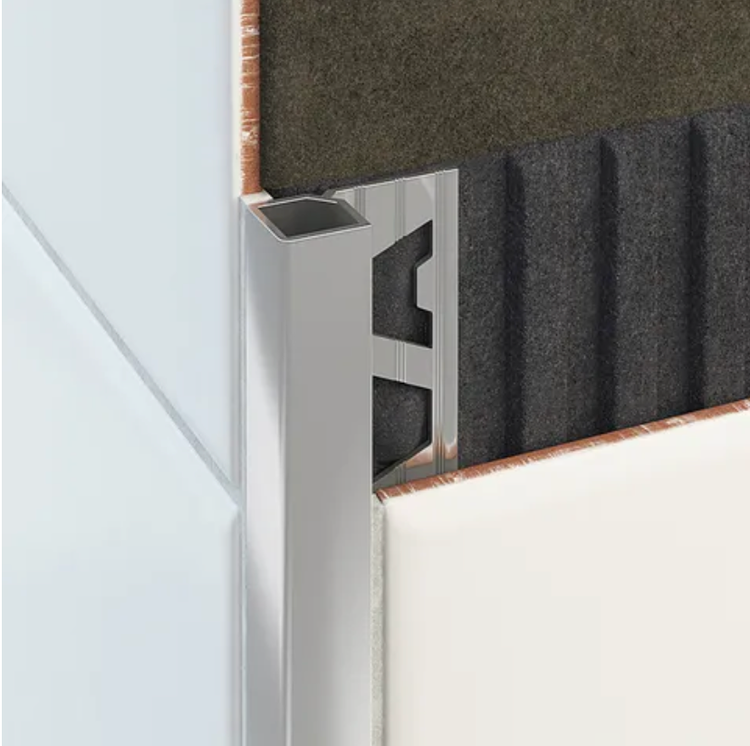 Aluminium Square Edge Tile Trim Brushed Bright Silver