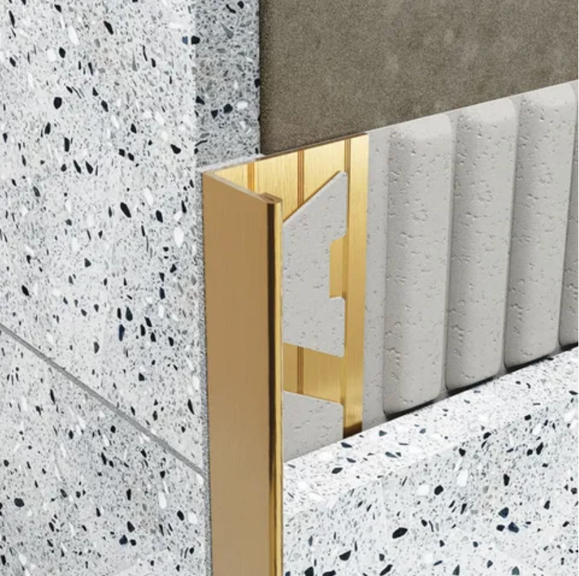 Stainless Steel L Angle Tile Trim Brushed Gold