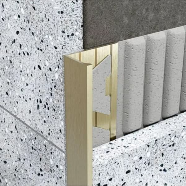 Aluminium Angle Tile Trim Brushed Gold Tile Trim alltrim 