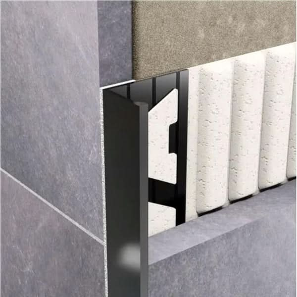 Aluminium L Angle Tile Trim Black Gloss Tile Trim alltrim 