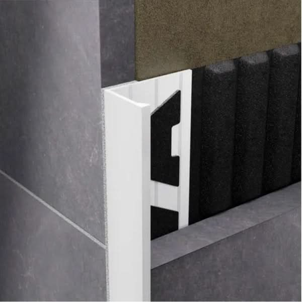 Aluminium L Angle Tile Trim White Gloss Tile Trim alltrim 