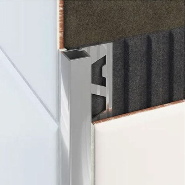 Aluminium Square Edge Tile Trim Bright Silver 