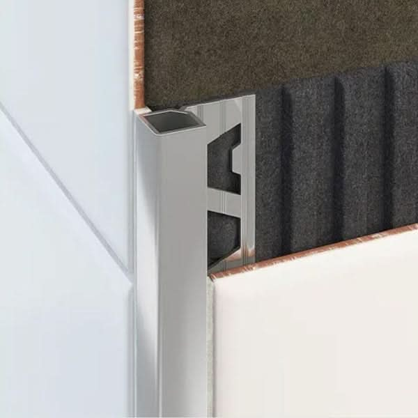 Aluminium Square Edge Tile Trim Brushed Bright Silver Amark group 