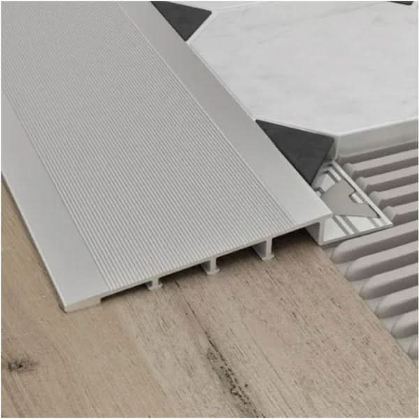 Aluminium Transition Ramp Tile Trim Matt Silver tiletrim24.au 